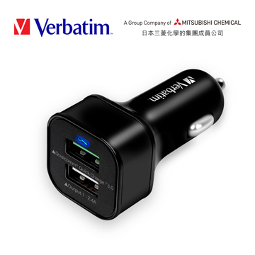 Verbatim 車用QC3.0雙USB充電器