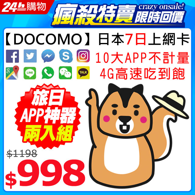 【2入組】Dot5 NIPPON SIM 日本GOOGLE地圖+社群無限7天上網卡