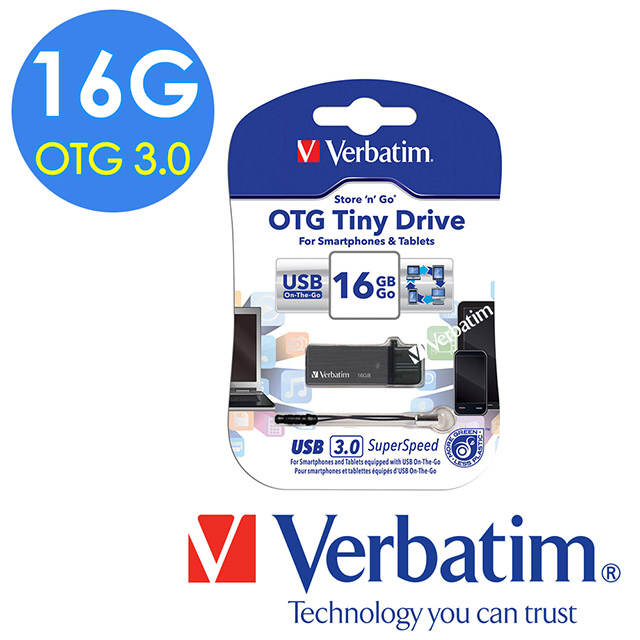 Verbatim 威寶 16G OTG 3.0 手機平板行動裝備隨身碟 (Titanium Series)