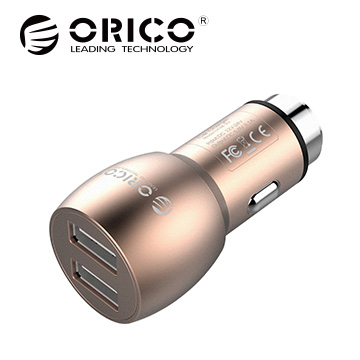 【ORICO】雙USB破窗錘車充/金(UCM-2U-GD)