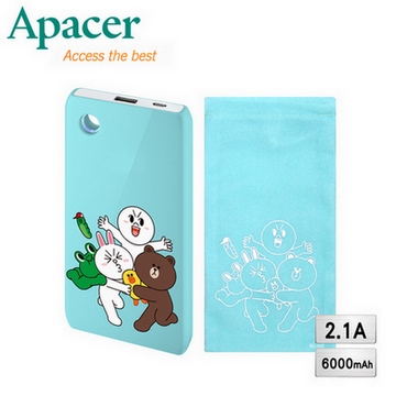 Apacer X LINE FRIENDS 繽紛巧薄 6000mAh 行動電源(B513-BL)