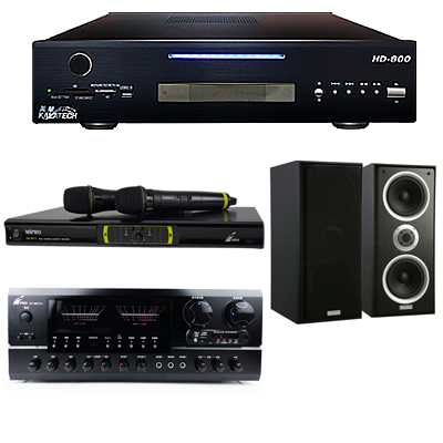 美華 HD-800 點歌機 2TB+BT-889 PRO擴大機+OK-9D II無線麥克風+W-26B喇叭