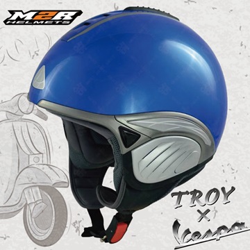 【M2R TROY 旅行帽】半罩式安全帽│超輕量950g│偉士牌VESPA│內藏墨片│散熱設計│雷根糖配色