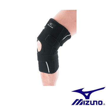 Mizuno BIO GEAR護膝 穩固支撐 V字可拆式強化帶 運動 1只 黑 白【運動世界】K2TJ6A0503