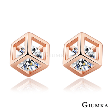 GIUMKA耳環 鏤空方塊玫金色款 MF05038-2