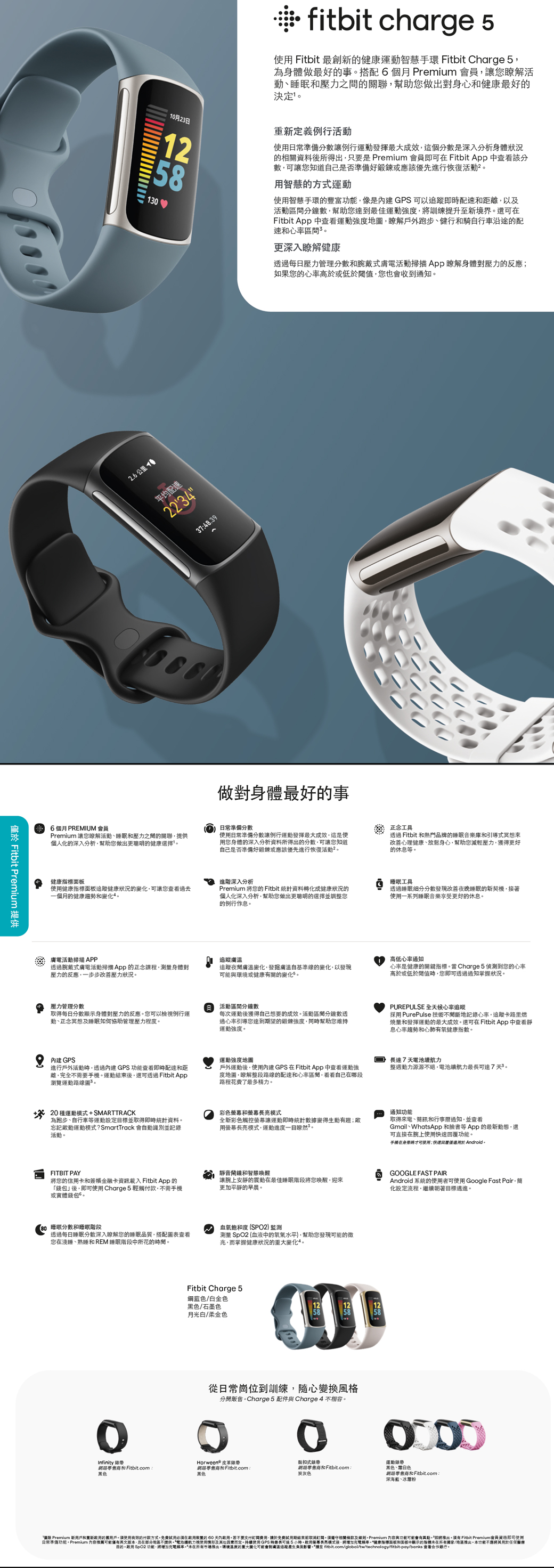 Fitbit Charge 5 健康智慧手環 石墨黑