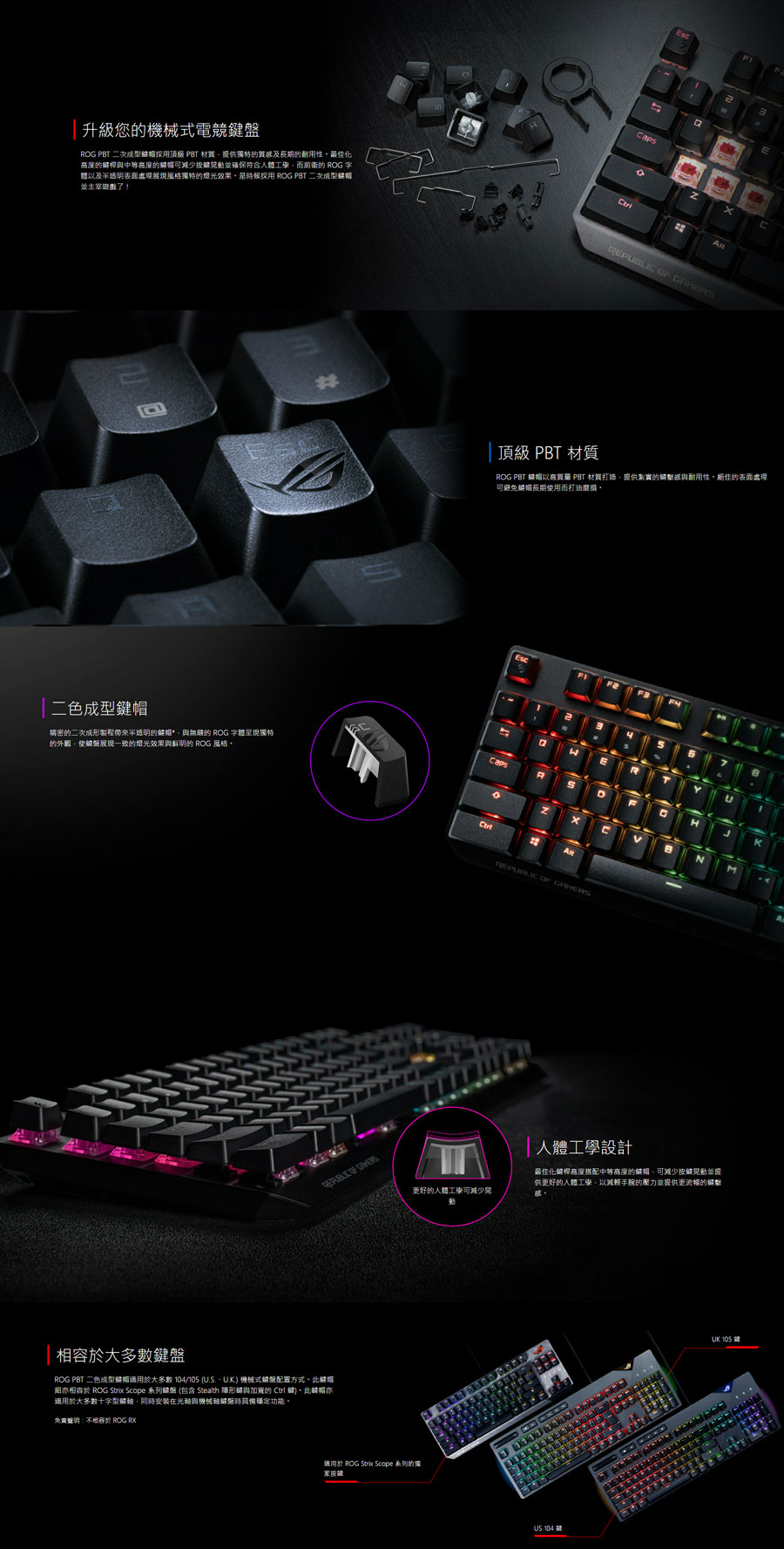 Rog Pbt 雙色射出鍵帽組 英刻 Pchome 24h購物