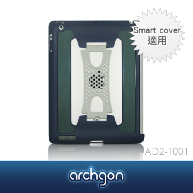 【亞齊慷】archgon iPad2手持式保護殼 / 適用Apple原廠Smart cover (AD2-1001 透明黑底深藍)