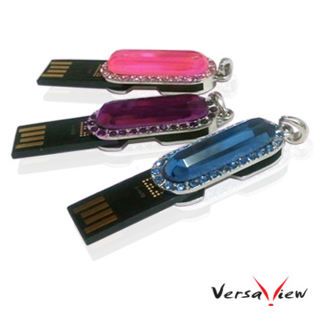VersaView 典雅萊茵石橢圓長墜型隨身碟-8G