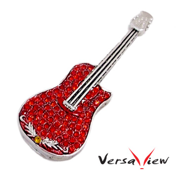VersaView 玫瑰紅浪漫晶鑽吉他造型隨身碟-4G