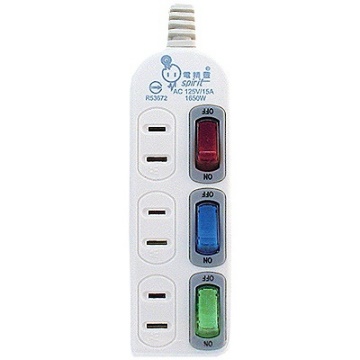 【電精靈】3開3插座獨立式開關延長線(6尺)