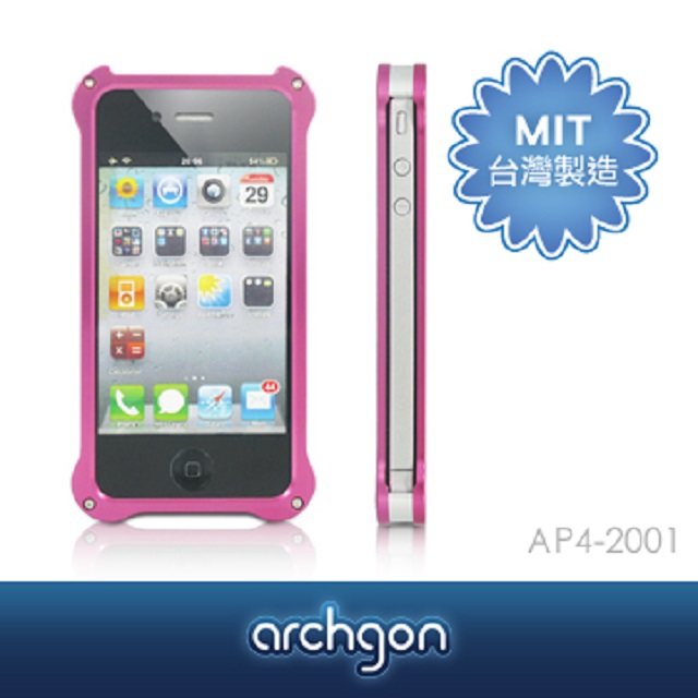 archgon -iPhone 4/4S航太級鋁合金保護框-桃色 AP4-2001【亞齊慷】