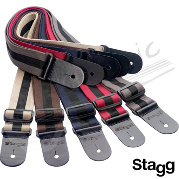 比利時 STAGG 雙色尼龍織棉吉他背帶(SPACK GT)/棕色