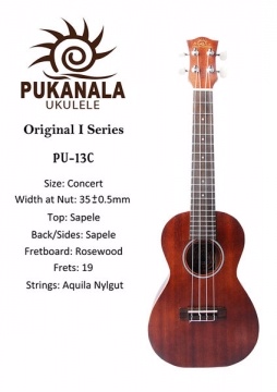 『超值推薦款!! Pukanala Ukulele PU-13C』23吋烏克麗麗 原廠超厚琴袋 指法表