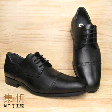 手工‧真皮【集忻‧MIT台灣手工鞋】紳士品味 牛津鞋 紳士皮鞋 舒適休閒鞋 氣墊鞋‧綁帶款『黑色』THO-7010