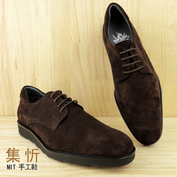 雅痞型男【集忻‧MIT台灣手工鞋】紳士品味 紳士皮鞋 舒適休閒鞋 氣墊鞋‧綁帶款『麂皮咖啡』THO-7016