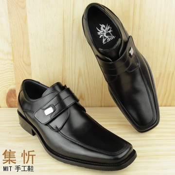 質感手縫【集忻‧MIT台灣手工鞋】德比鞋 紳士皮鞋‧ 黏貼款『黑色』TF-6007