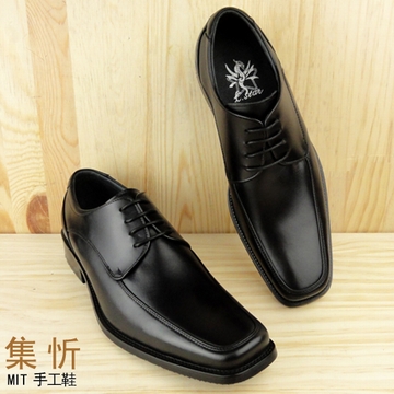 質感手縫【集忻‧MIT台灣手工鞋】德比鞋 紳士皮鞋‧ 綁帶款『黑色』TF-6006