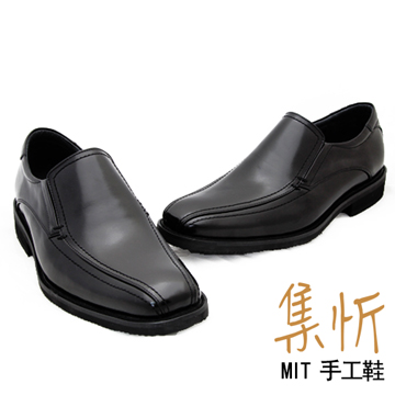 輕量方便【集忻t.star‧MIT台灣手工鞋】低調素面 深口 樂福鞋 紳士鞋『黑色』TF-6020