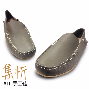 超軟舒適【集忻t.star‧台灣手工鞋】素面百搭 經典懶漢鞋 Loafers 樂福鞋『鐵灰色』TG-3002