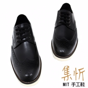 限量商品【集忻t.star‧台灣手工鞋】經典款翼紋 Derby 德比鞋 氣墊鞋● 綁帶款『黑色』TF-6030