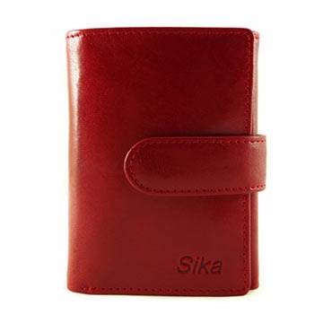 Sika - 義大利時尚真皮三折小皮夾A8280-04 - 魅惑紅