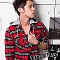 【FATAN JEANS】英倫學院格紋連帽襯衫薄外套-人氣紅