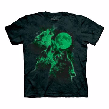 『摩達客』(預購)(大尺碼3XL)美國進口【The Mountain】自然純棉系列 螢光三狼嚎月 T恤
