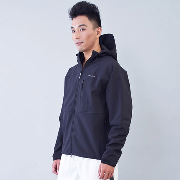 TECL-WOOD《96624》防風防水透氣保暖Soft Shell(軟殼)連帽夾克(黑色)(男)
