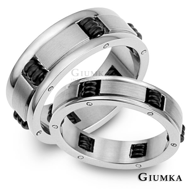 【GIUMKA】素面滾輪黑膽石鋼對戒 寬版男戒 MR262
