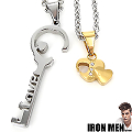 【Iron Men】英倫心戀Love˙鎖鑰珠寶白鋼對鍊(銀/金)