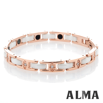 【ALMA】名媛氣質.鋯鑽陶瓷白鋼手鍊