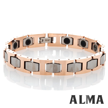 【ALMA】專注品味 .玫瑰金鎢鋼手鍊
