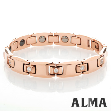 【ALMA】輕熟美感.玫瑰金鎢鋼手鍊-寬版