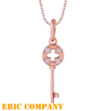 【EM eileen me】Tiffany Keys 18K玫瑰金鑲鑽幸運草鑰匙鍊墜