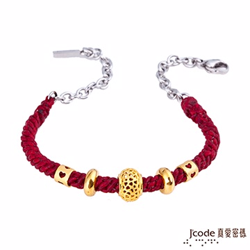 J’code真愛密碼 幸福情網(廣告款)黃金手鍊-紅編織蠟繩