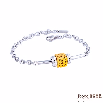 J’code真愛密碼 愛情世界黃金+純銀+白鋼手鍊