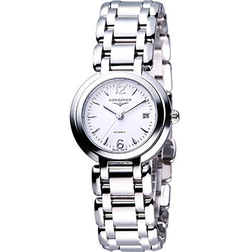 LONGINES PrimaLuna 新月經典水漾機械腕錶-銀 L81114166