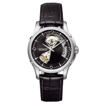 HAMILTON JAZZMASTER 鏤空時尚機械腕錶/黑