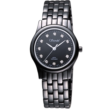 Standel 詩丹麗真鑽時尚陶瓷腕錶(9S0122SD)-黑/30mm