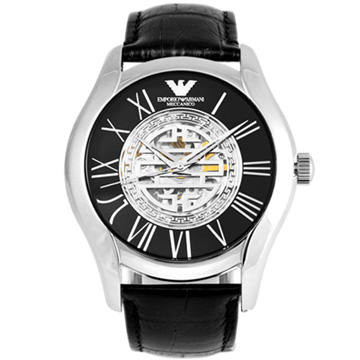 EMPORIO ARMANI Meccanico 迎新亞洲限量版鏤空皮帶腕表/43mm