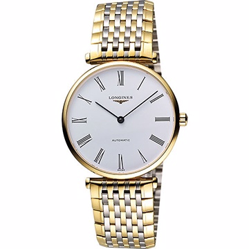 LONGINES 嘉嵐系列經典機械腕錶-白x雙色版 L47082117
