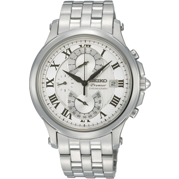 SEIKO PREMIER 羅馬之戀三眼計時腕錶(銀-鋼帶)_7T85-0AC0S