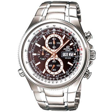 CASIO EDIFICE 極速狂飆三眼賽車運動錶(玫瑰金)