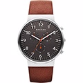 SKAGEN 潮流時尚計時石英腕錶-灰x咖啡SKW6099