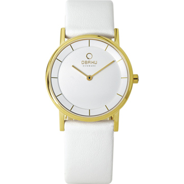 OBAKU 纖薄哲學二針時尚腕錶-白金/皮帶/小