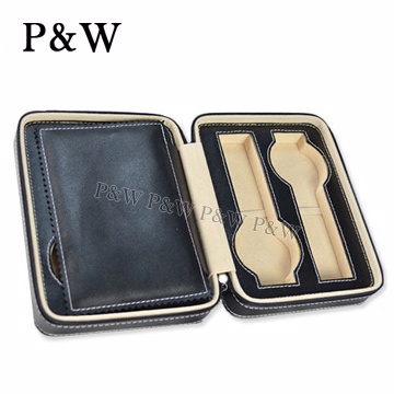 【P&W名錶收藏盒】【黑色真皮皮革】4支裝 手工精品 旅行攜帶盒 錶盒