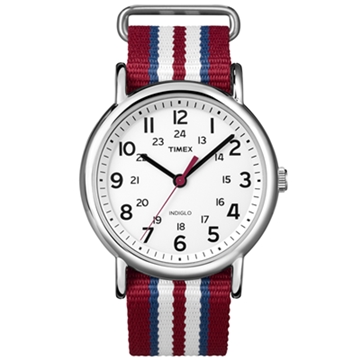 【TIMEX 】天美時經典復刻冷光Weekender系列 (白/紅藍白 T2N746)