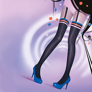 『摩達客』英國進口【Pretty Polly】彩環高筒造型印花彈性褲襪