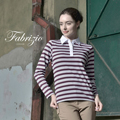 Fabrizio法比奇【My Confidence 。自信】非。正式 襯衫領雙色條紋長袖polo衫 - 桑椹紫